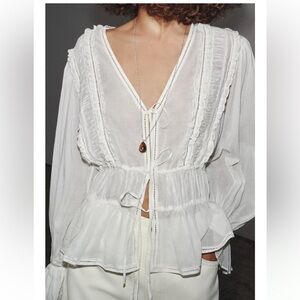 Zara ZW Collection Romantic Ladder Stitch Shirt